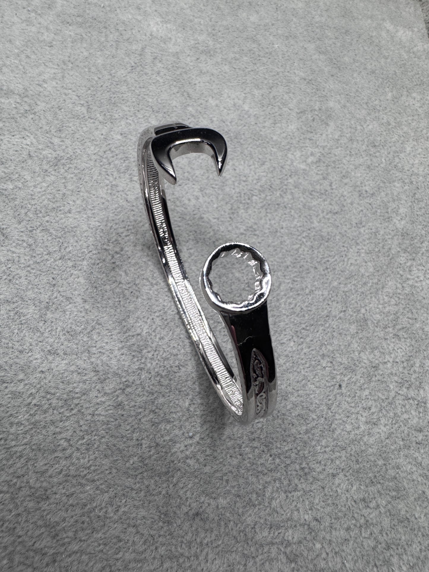 Sterling Silver Patterned Spanner Bangle