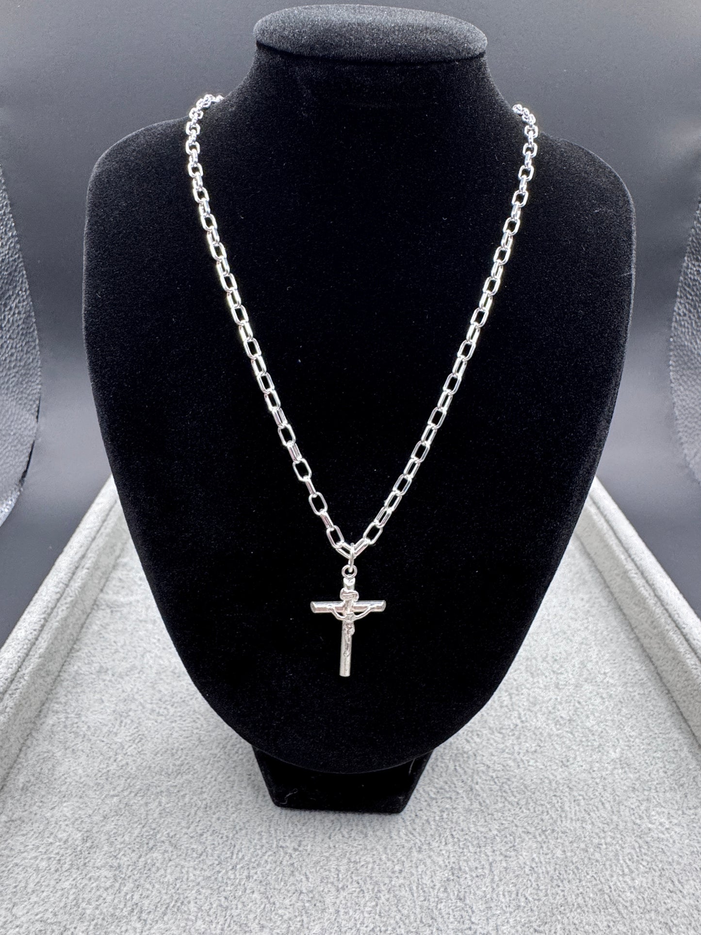 Sterling Silver Small Crucifix Charm Pendant (chain optional)