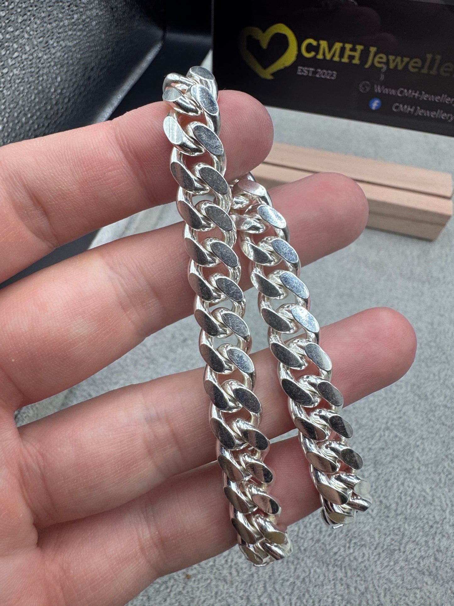 Sterling Silver Cuban Bracelet 9.5mm