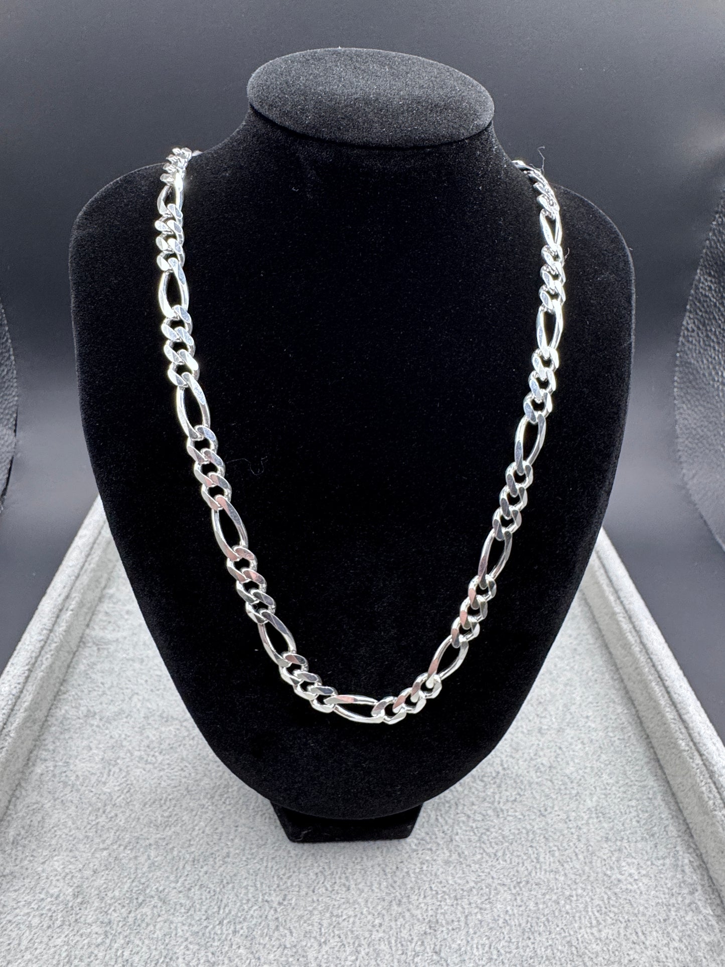 Sterling Silver Figaro Chain Necklace 7mm