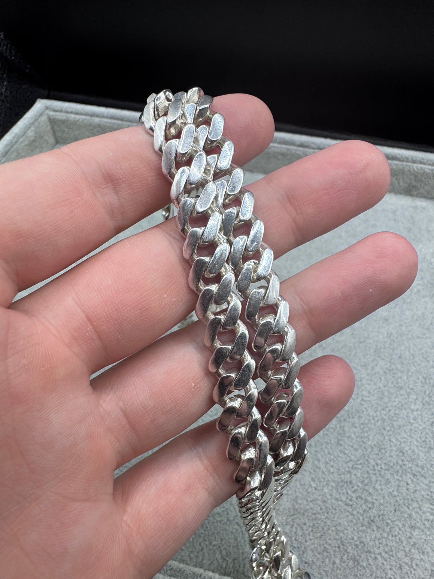 Large Sterling Silver Cuban Chain Necklace w/ Box Clasp 10mm