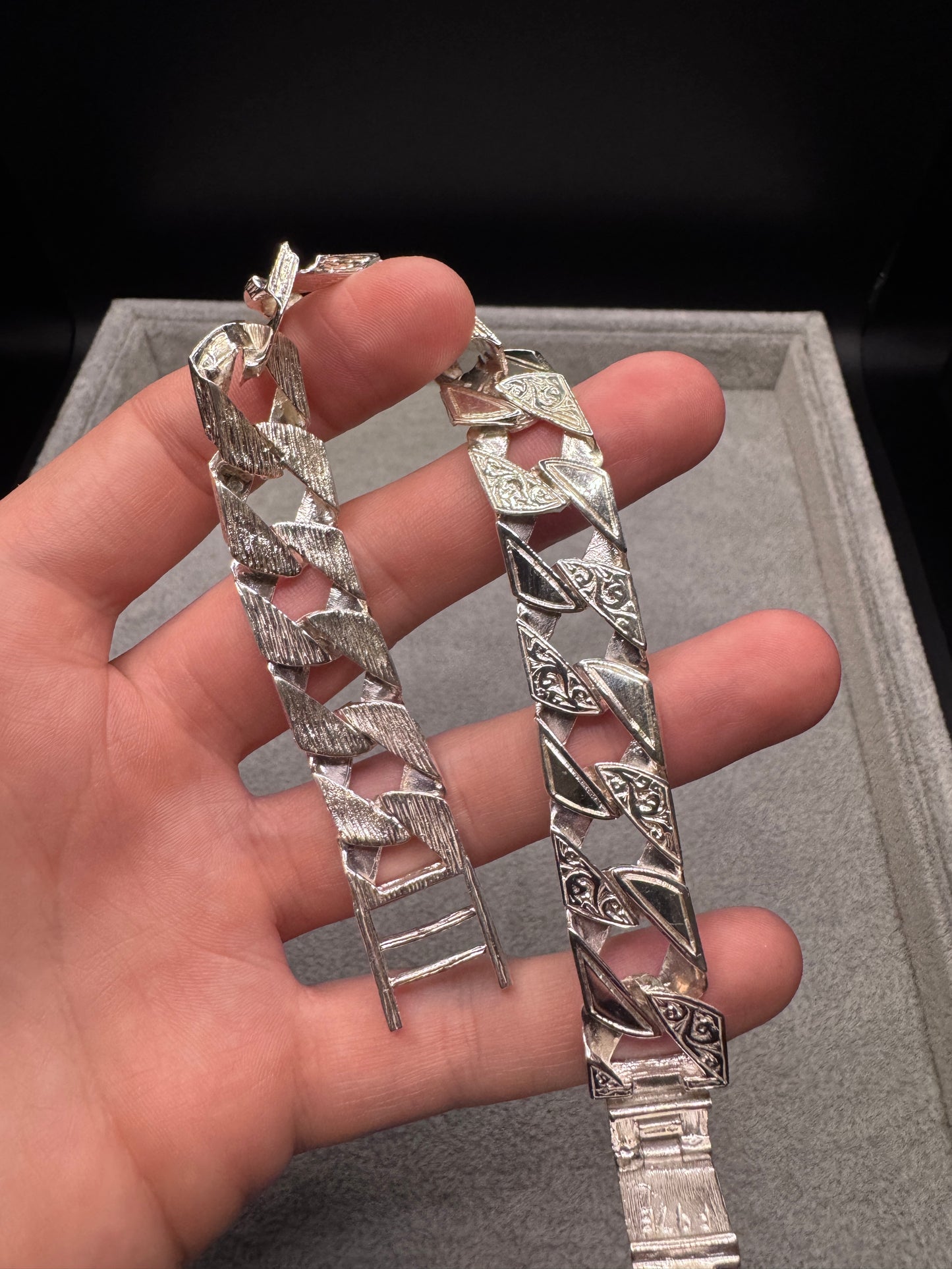 Sterling Silver Patterned Chaps Bracelet 15mm