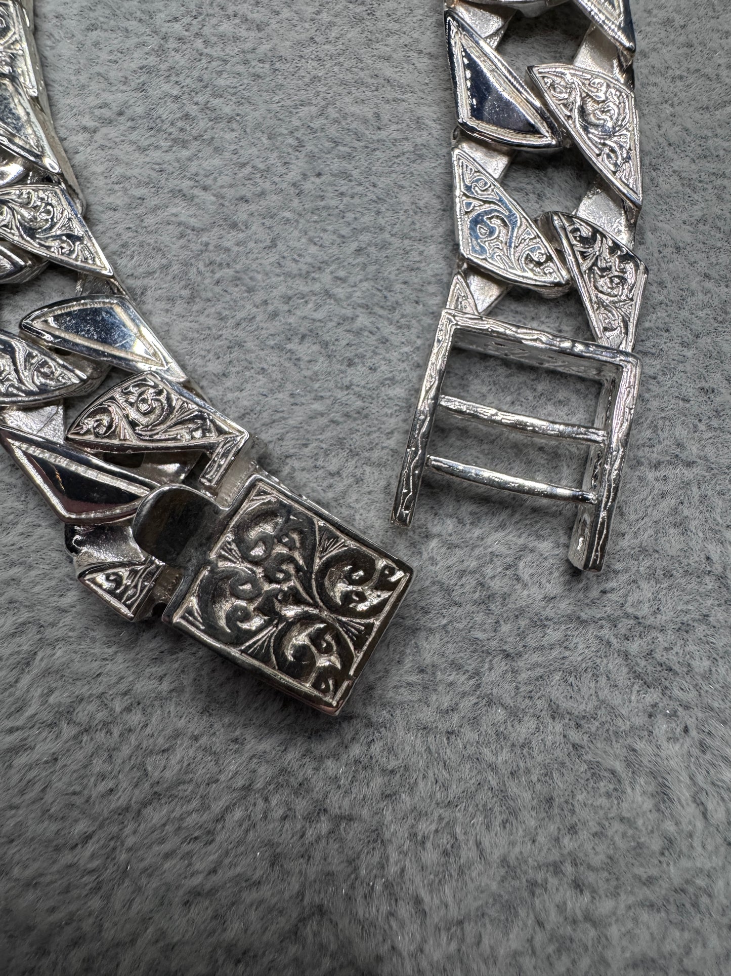 Sterling Silver Patterned Chaps Bracelet 15mm