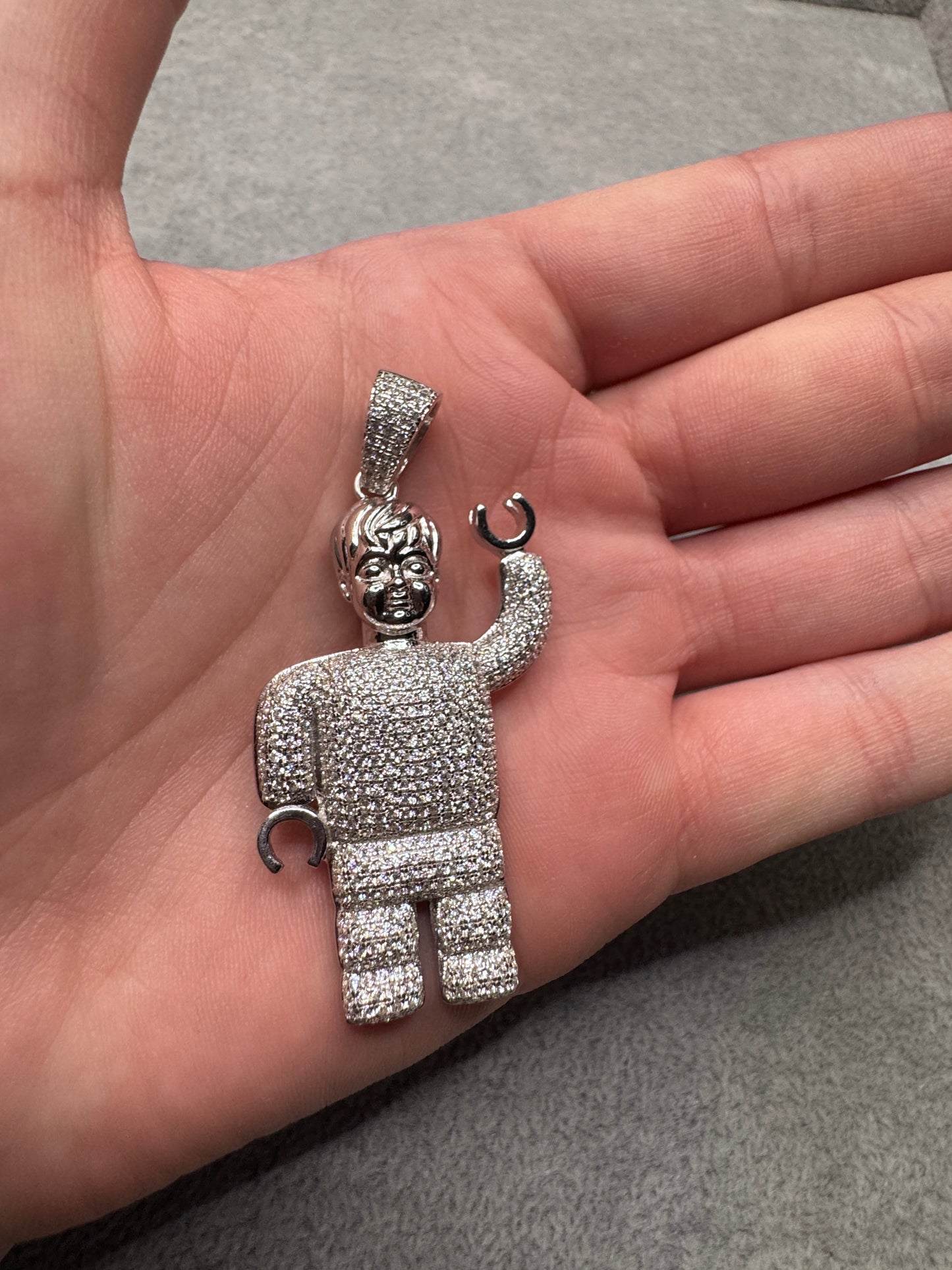 Sterling Silver CZ Lego Man Pendant