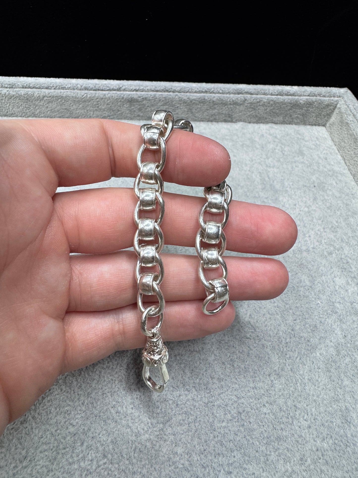 Sterling Silver Plain Rollerball Bracelet 10mm