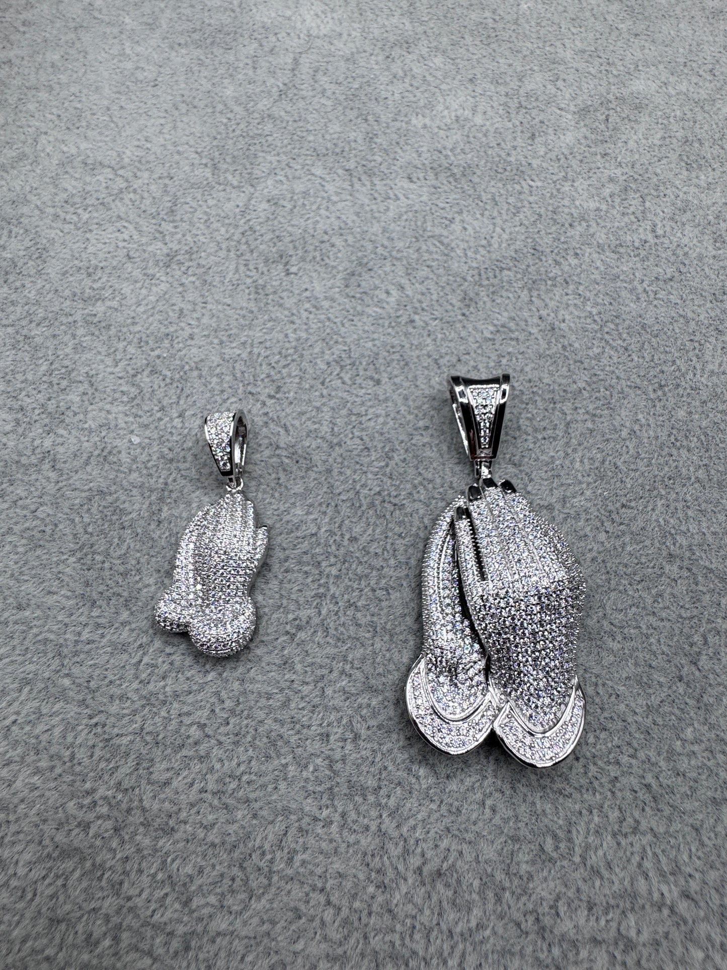Sterling Silver Cz Praying Hands Pendant