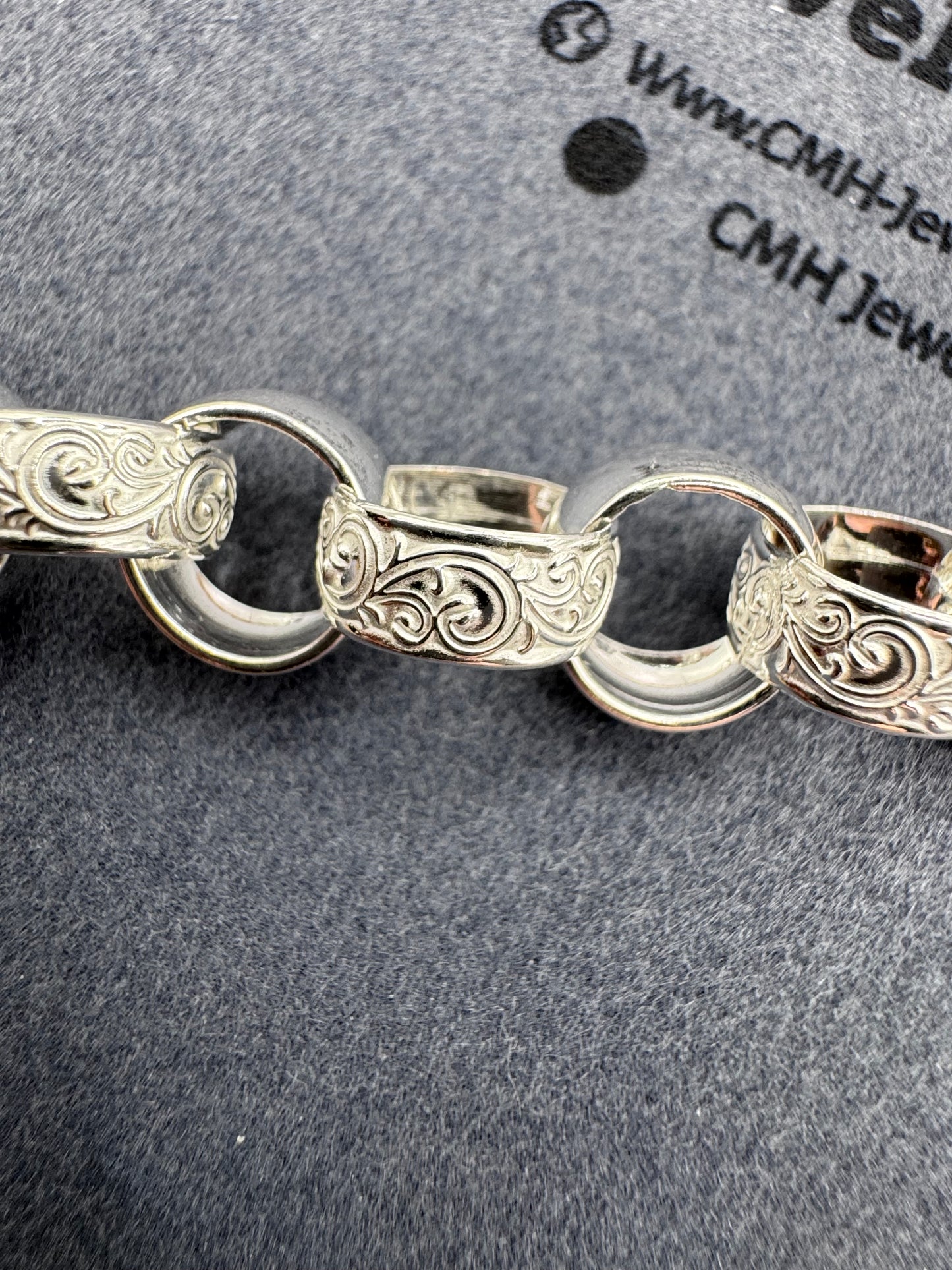 Sterling Silver Lightweight Patterned Belcher Bracelet 12mm