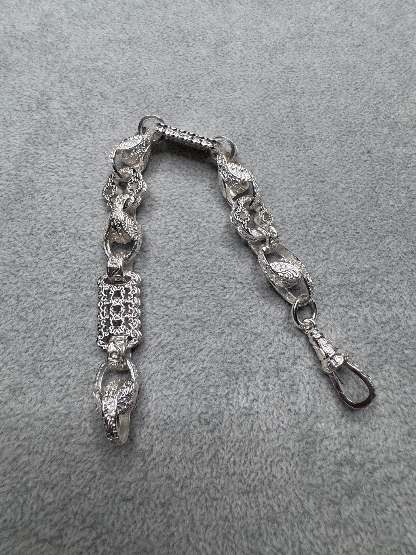 LARGE Sterling Silver Stars & Bars, Tulip & Belcher Bracelet