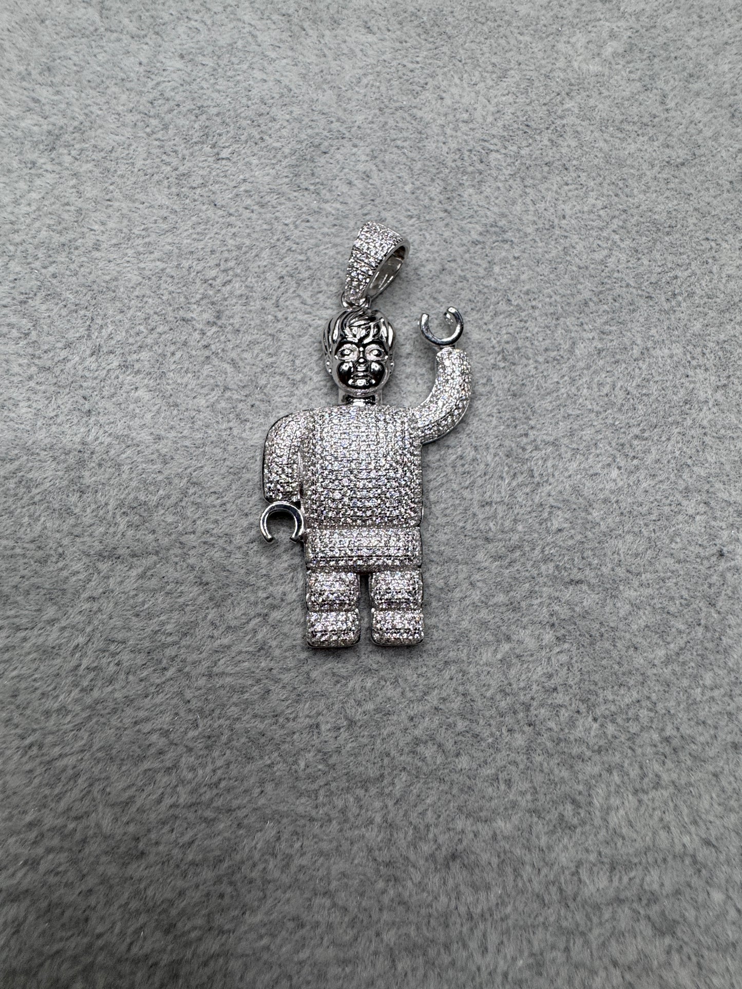 Sterling Silver CZ Lego Man Pendant