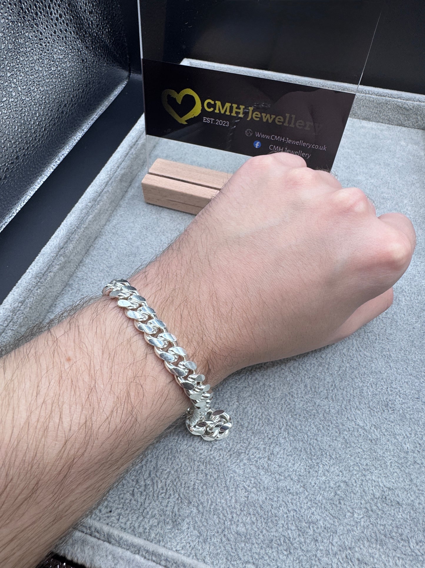 Sterling Silver Cuban Bracelet 9.5mm