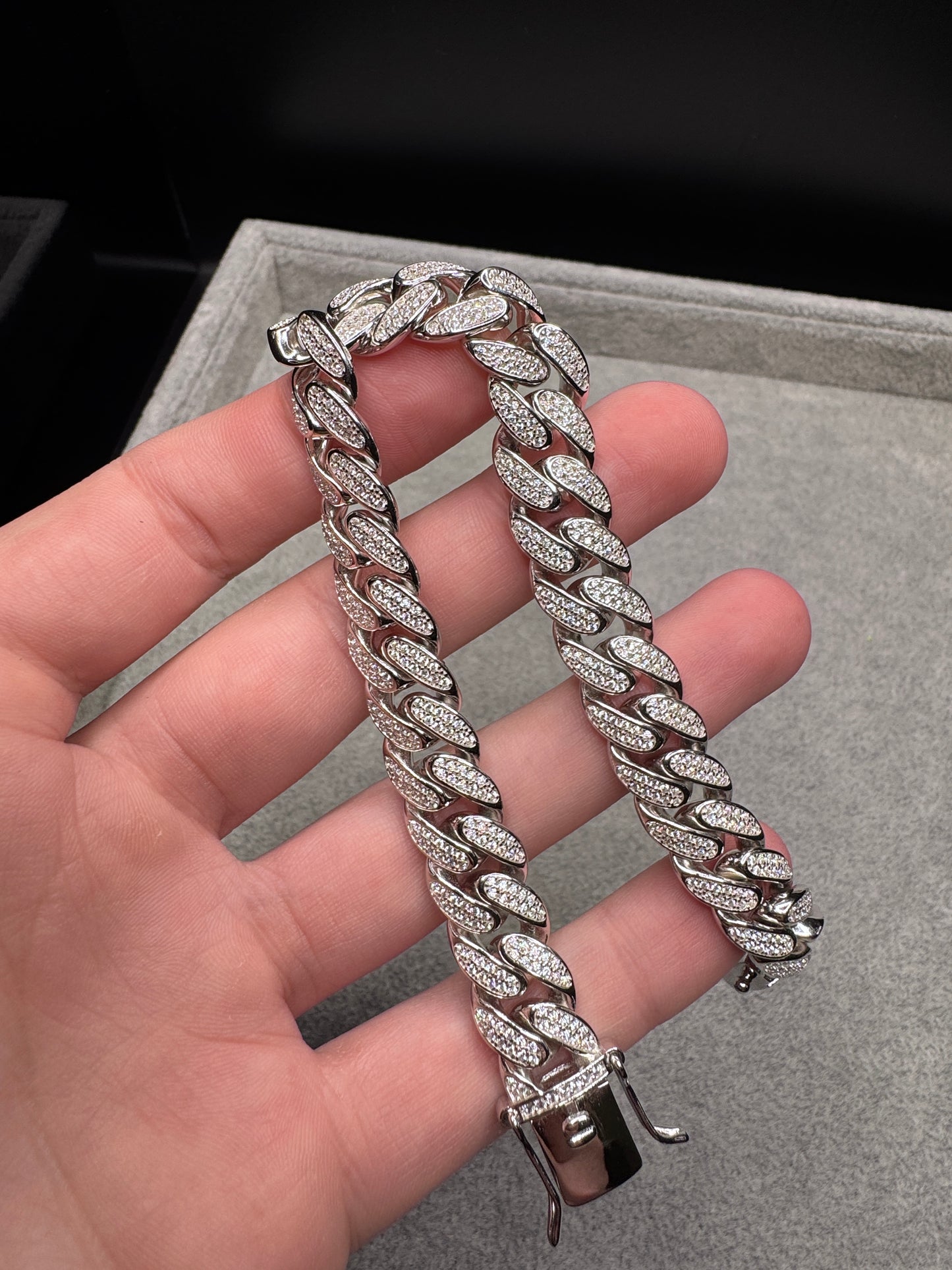 Sterling Silver CZ Twisted Cuban Bracelet