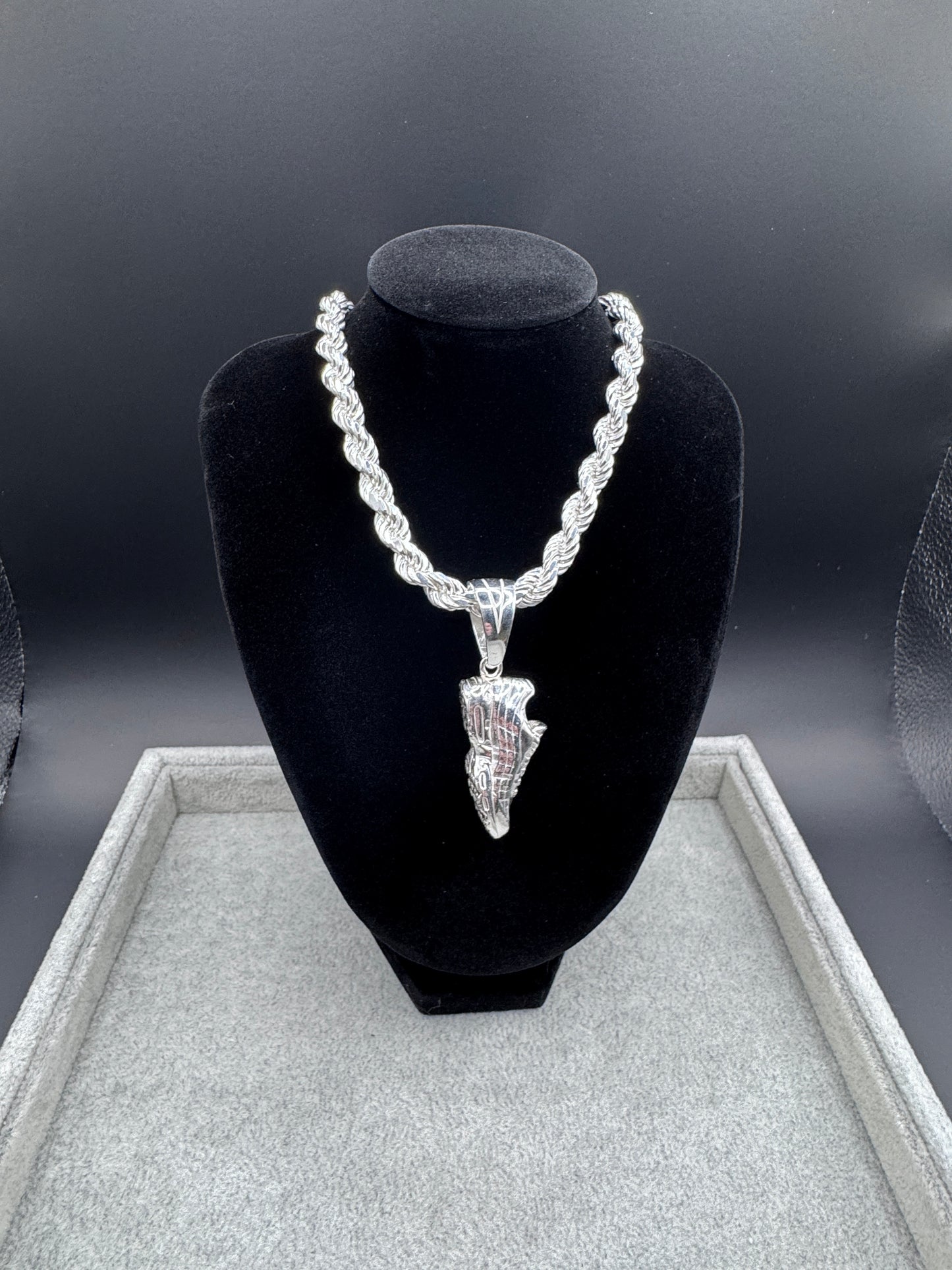 Sterling Silver Large Diamond Cut Rope Chain 8mm