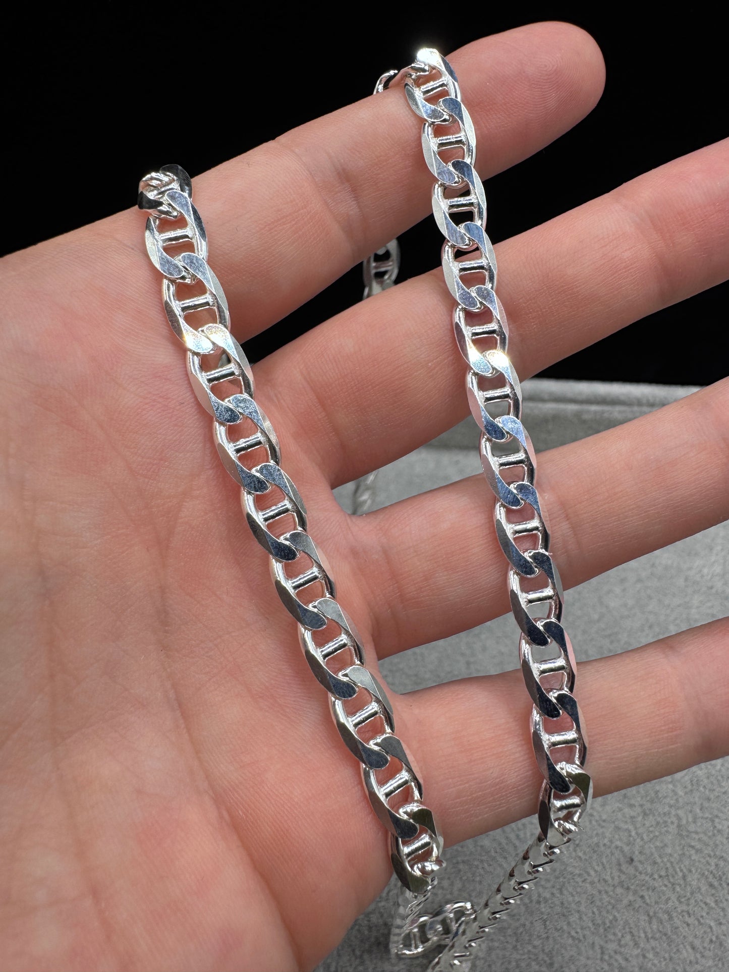 Sterling Silver Mariner Chain Necklace 7mm