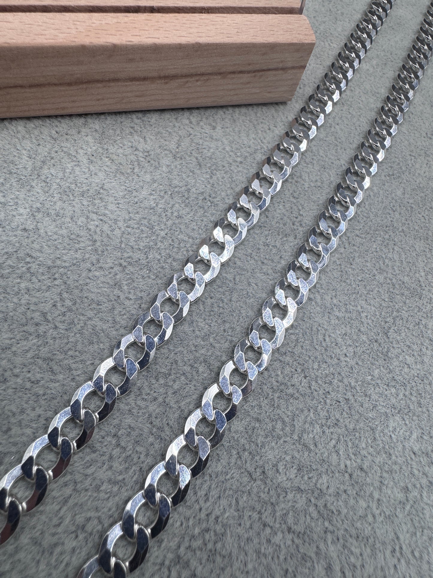 Sterling Silver Flat Curb Chain Necklace 8mm
