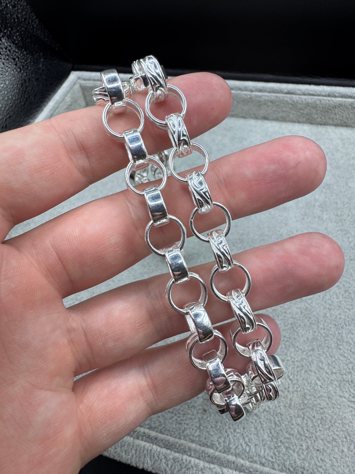 Sterling Silver Plain & Patterned Belcher Chain Necklace 10.5mm