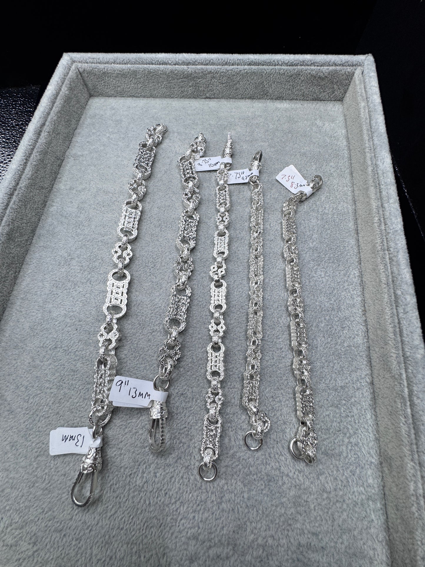Sterling Silver Stars & Bars Bracelet 10mm
