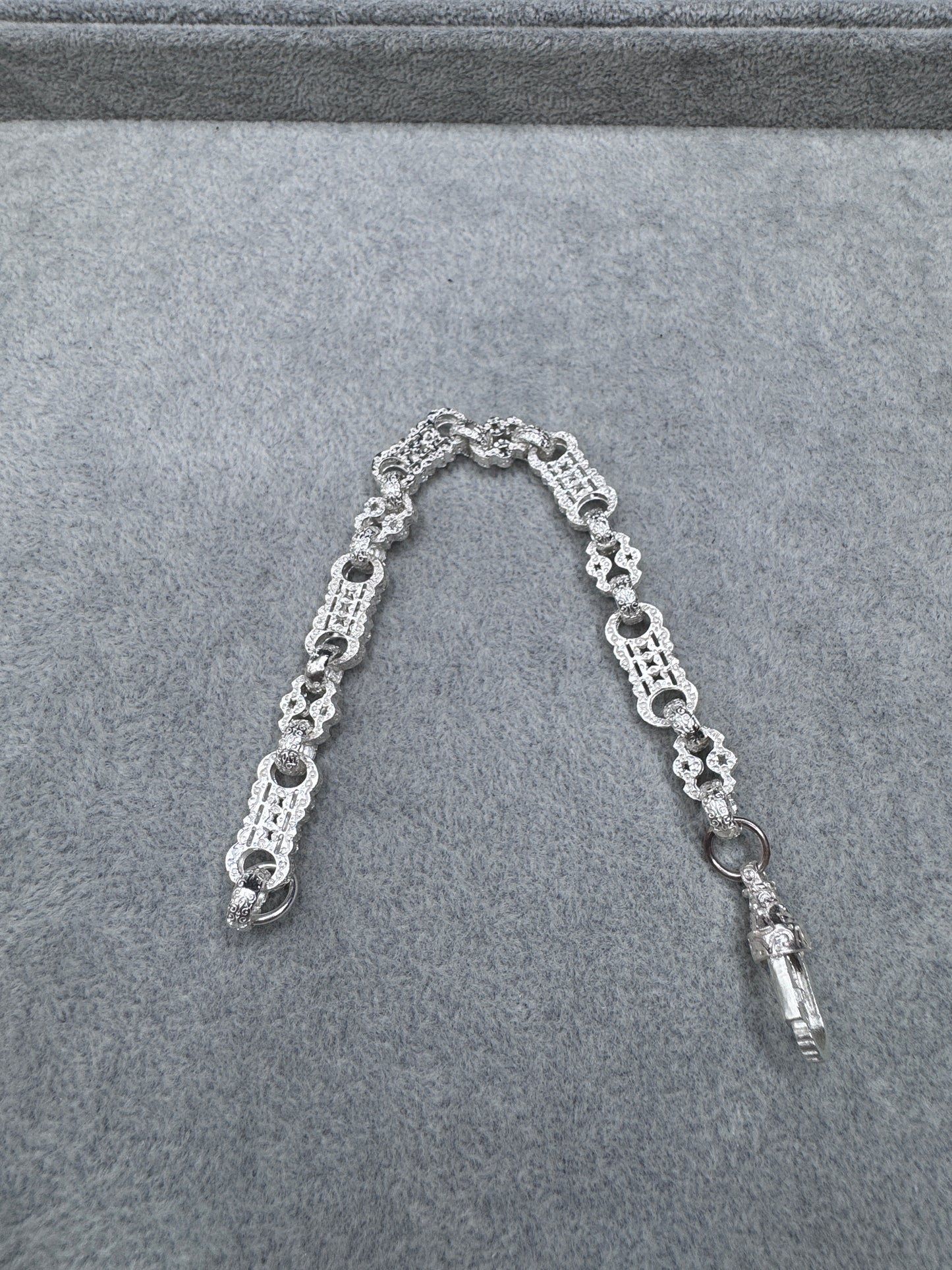 Sterling Silver Stars & Bars Bracelet 10mm