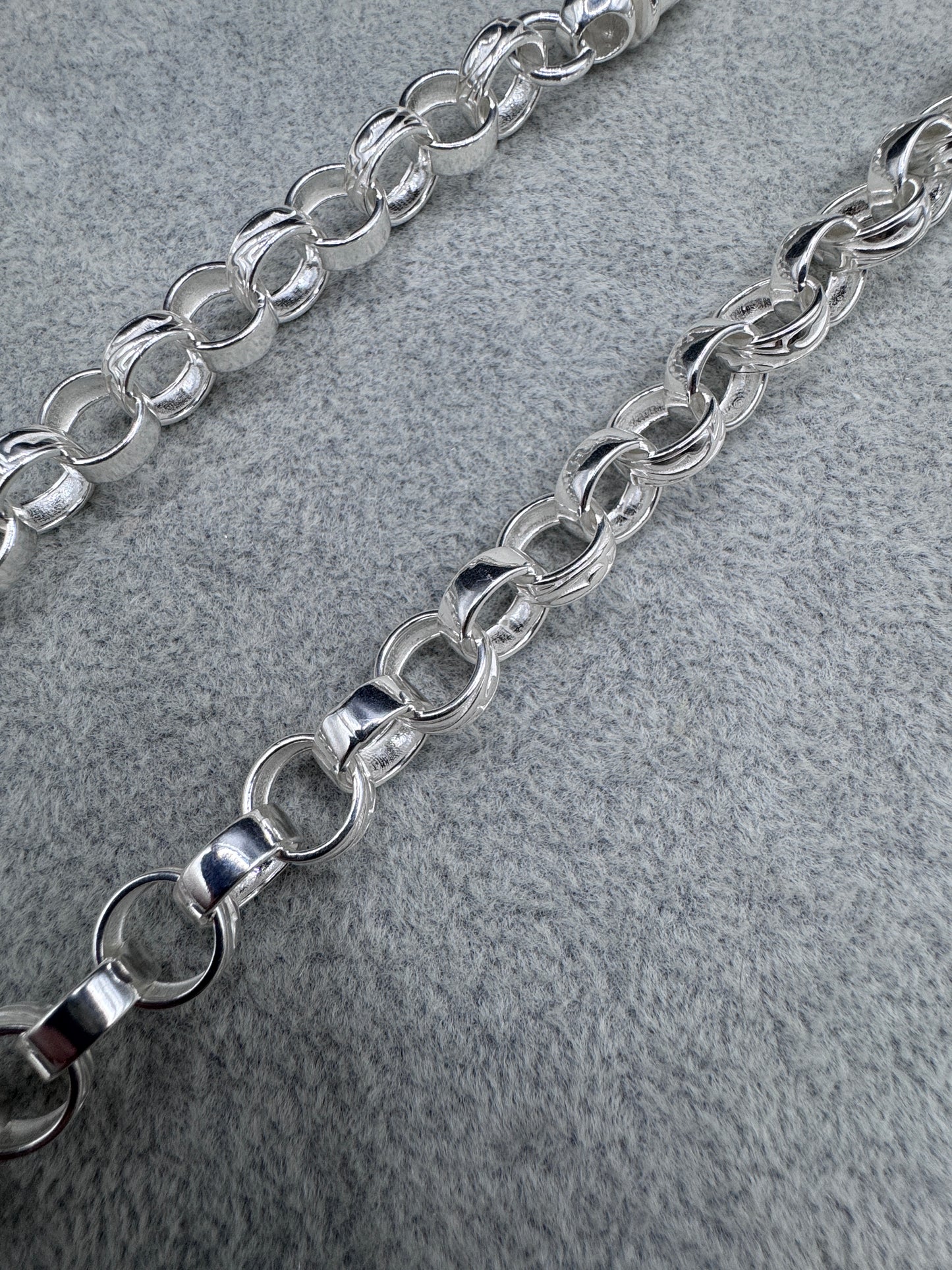 Sterling Silver Plain & Patterned Belcher Chain Necklace 10.5mm