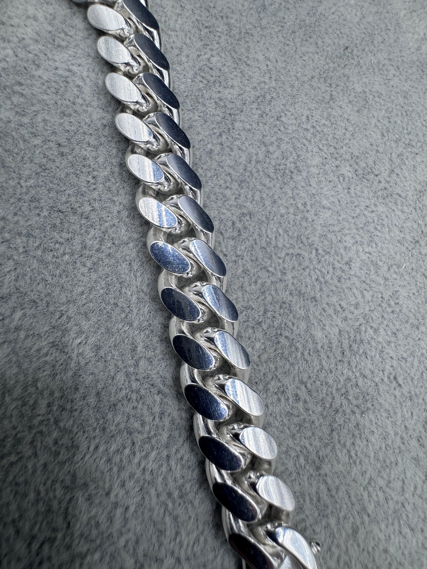 Sterling Silver Cuban Bracelet w/ Box Clasp 13mm