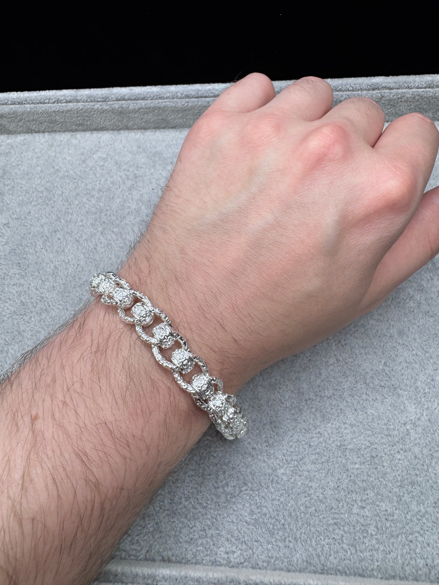 Sterling Silver Patterned Rollerball Bracelet 10.5mm