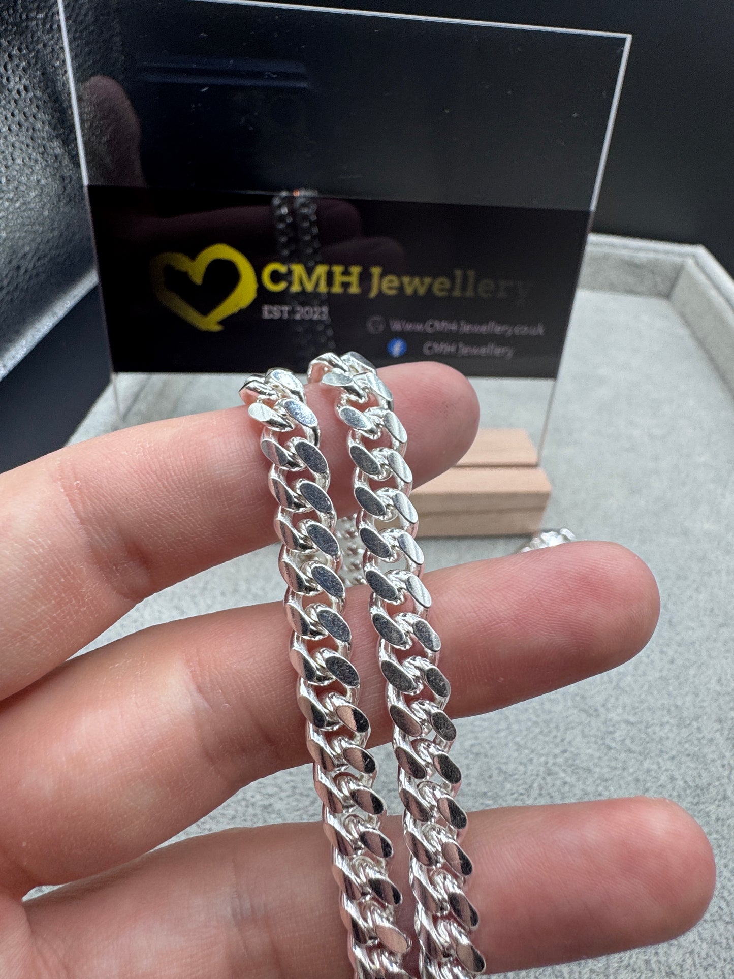 Sterling Silver Cuban Chain Necklace 7mm
