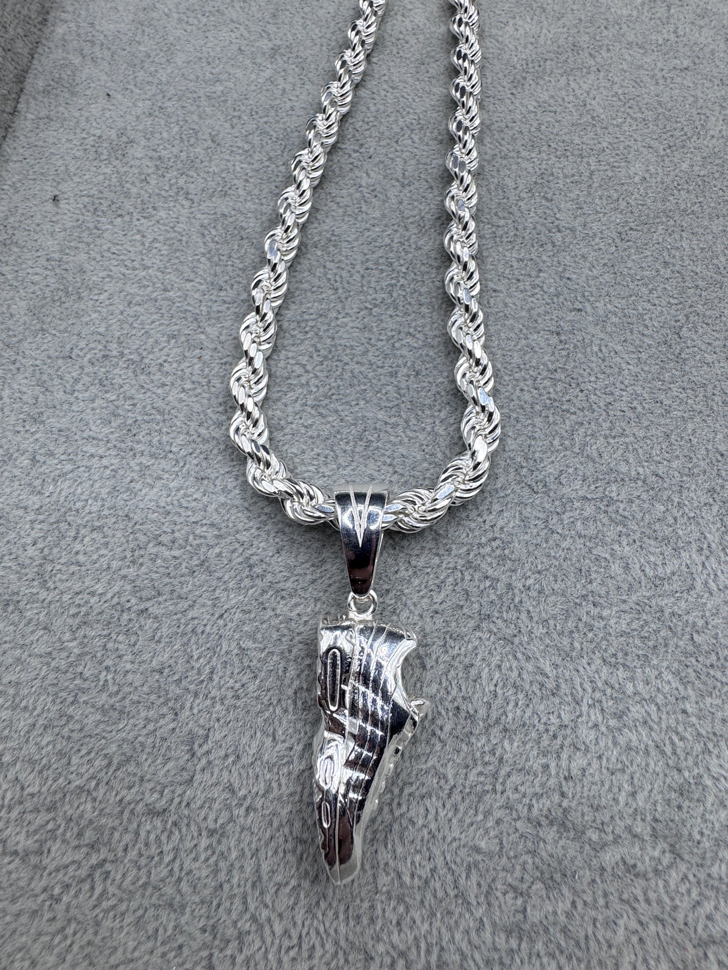 Sterling Silver Large Diamond Cut Rope Chain 8mm