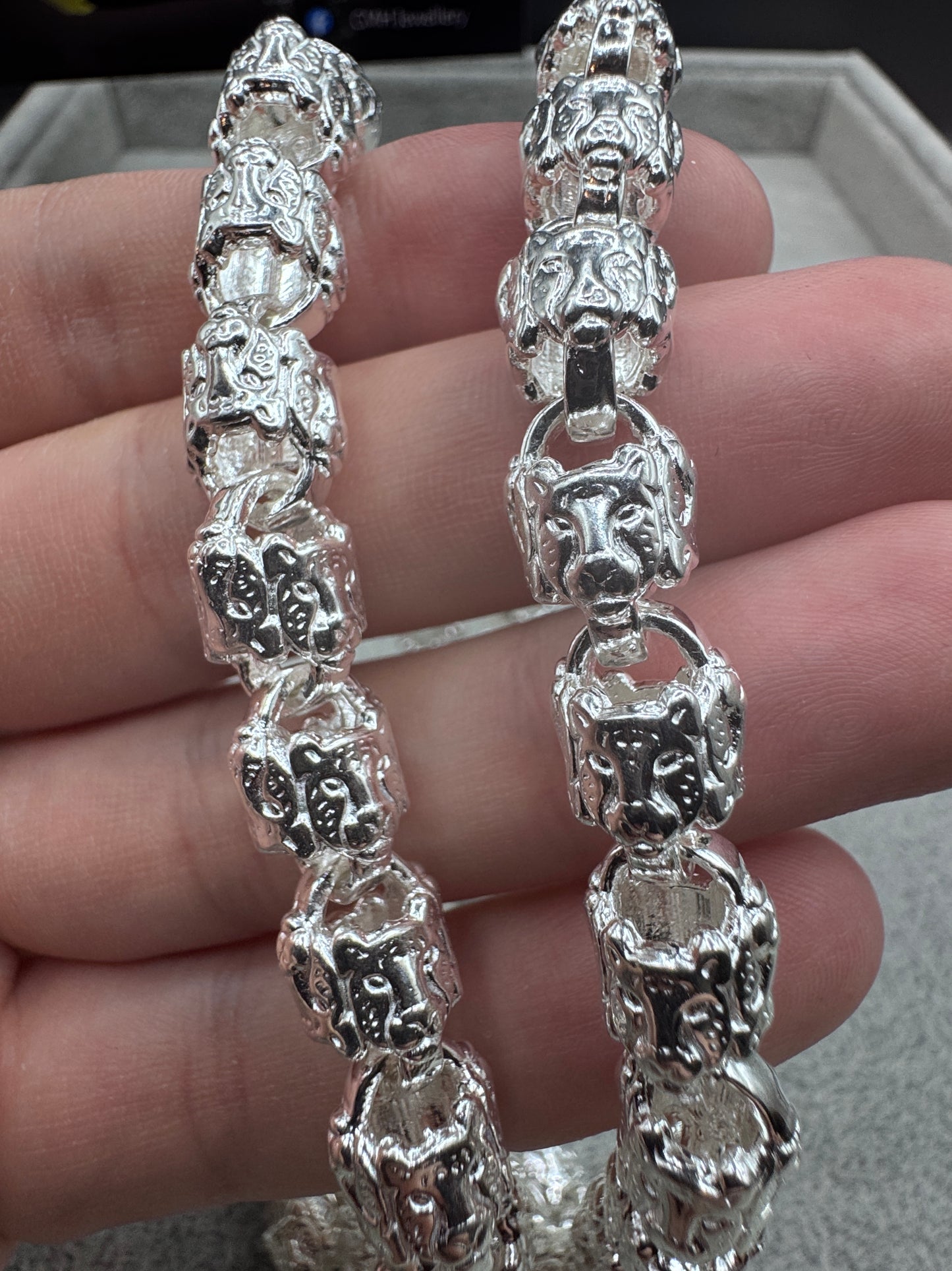 Sterling Silver Tiger Link Chain Necklace