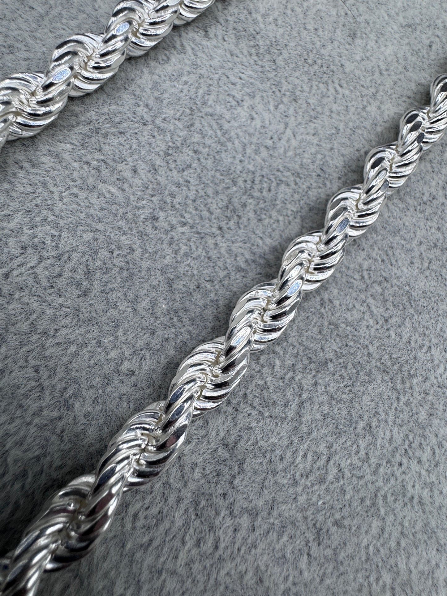 Sterling Silver Large Diamond Cut Rope Chain 8mm