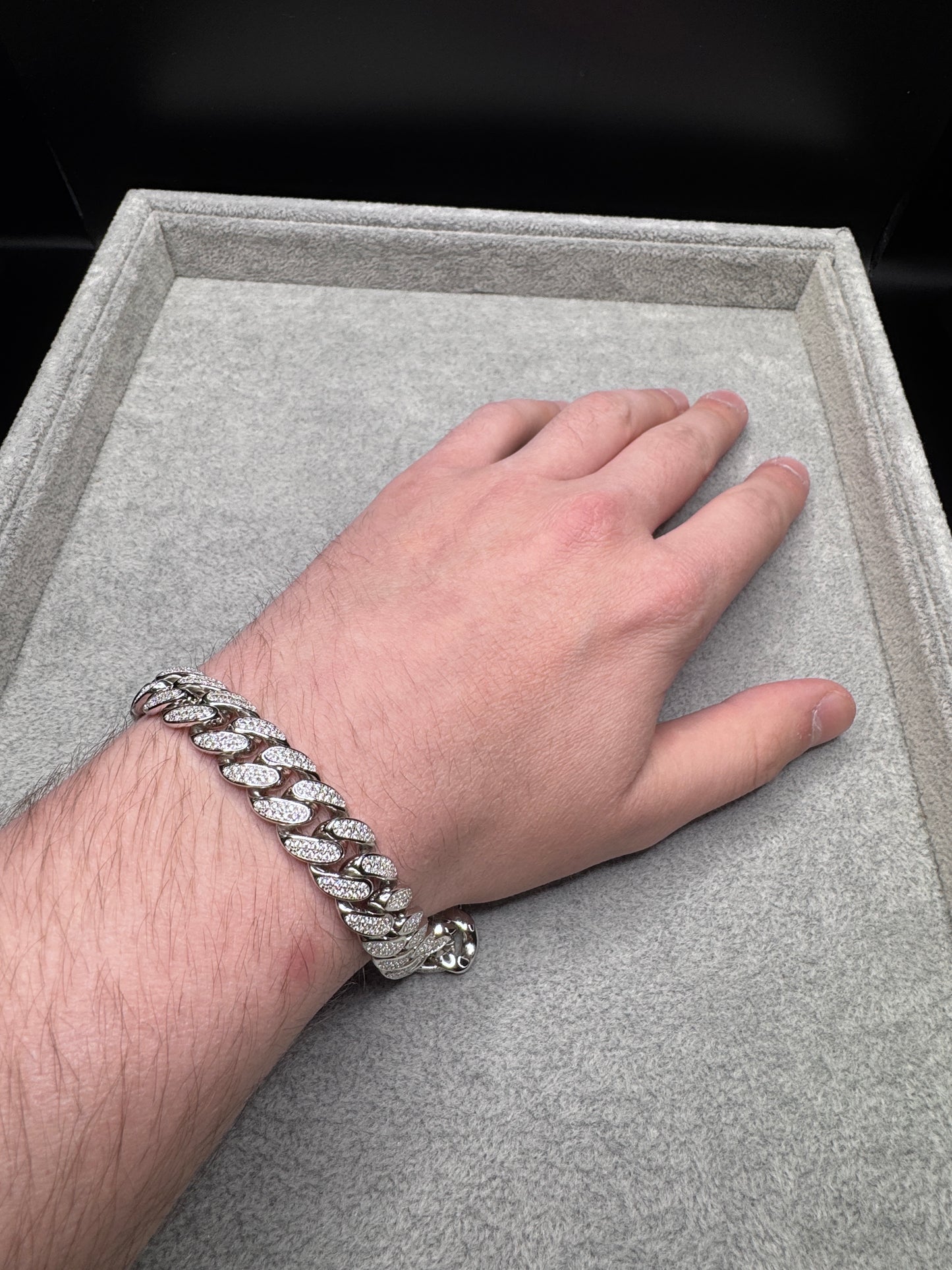 Sterling Silver CZ Twisted Cuban Bracelet
