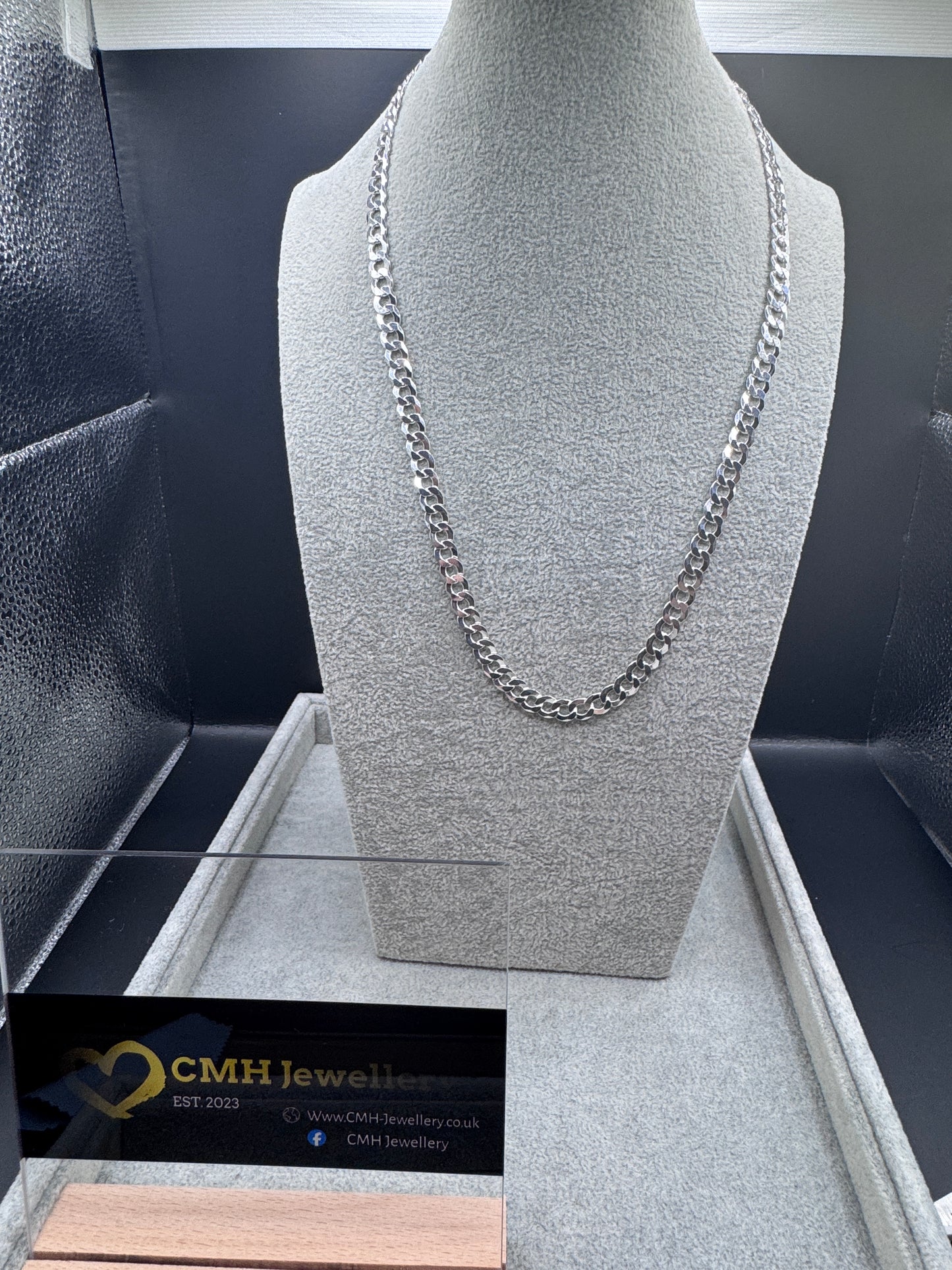 Sterling Silver Flat Curb Chain Necklace 8mm