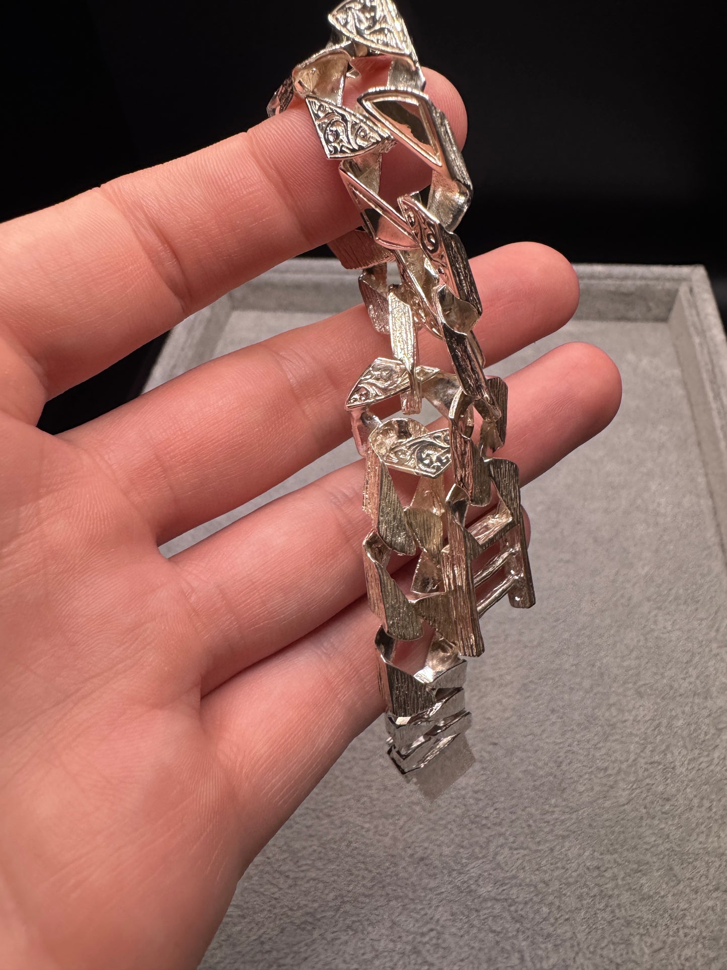 Sterling Silver Patterned Chaps Bracelet 15mm