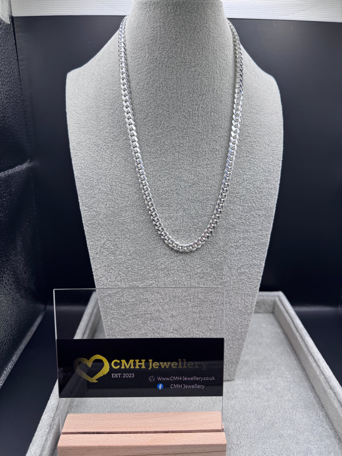 Sterling Silver Cuban Chain Necklace 7mm