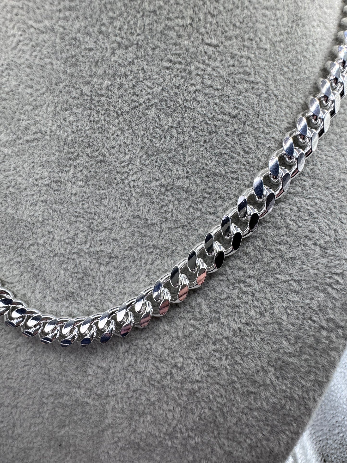 Sterling Silver Cuban Chain Necklace w/ Box Clasp 8mm