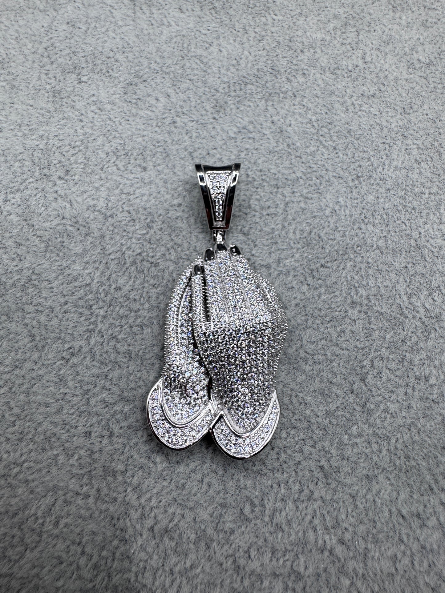 Sterling Silver Cz Praying Hands Pendant