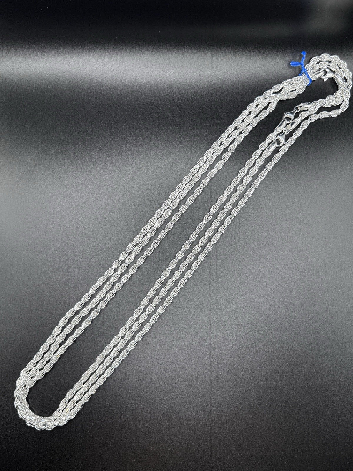 Sterling Silver Diamond Cut Rope Chain Necklace 4.5mm