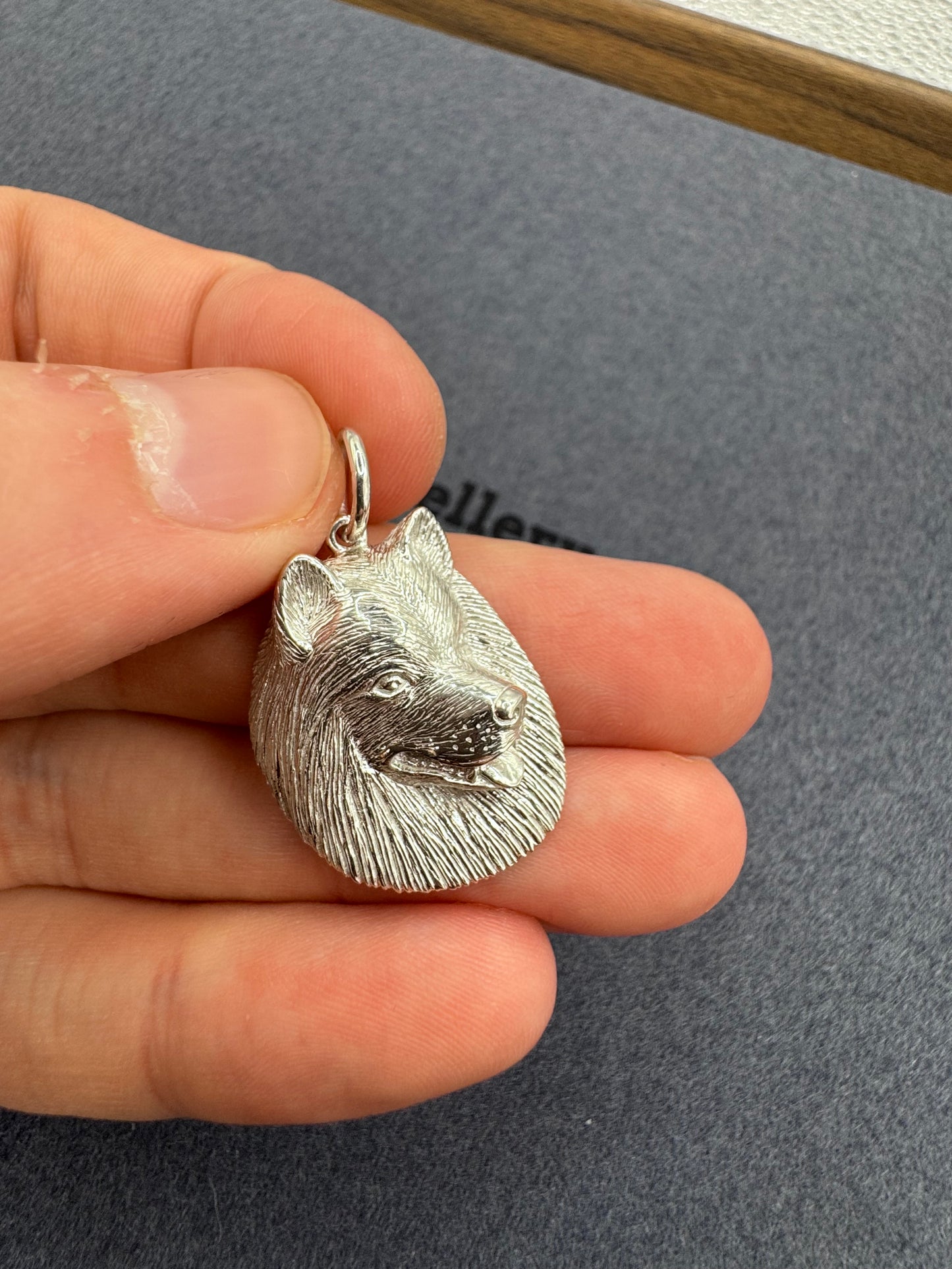 Sterling Silver Samoyed Dog Pendant 31mm