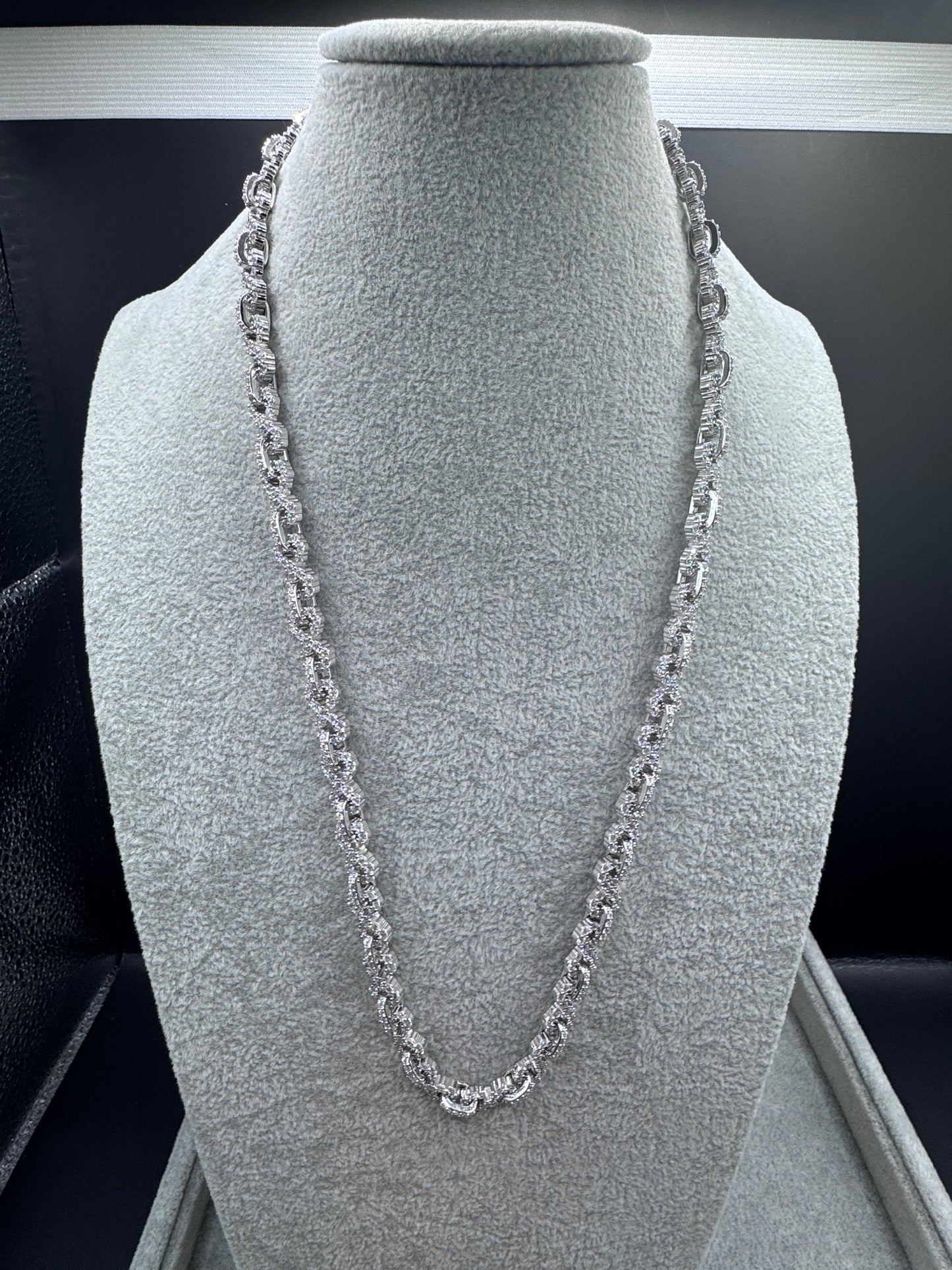 Sterling Silver Cz Infinity Link Chain Necklace
