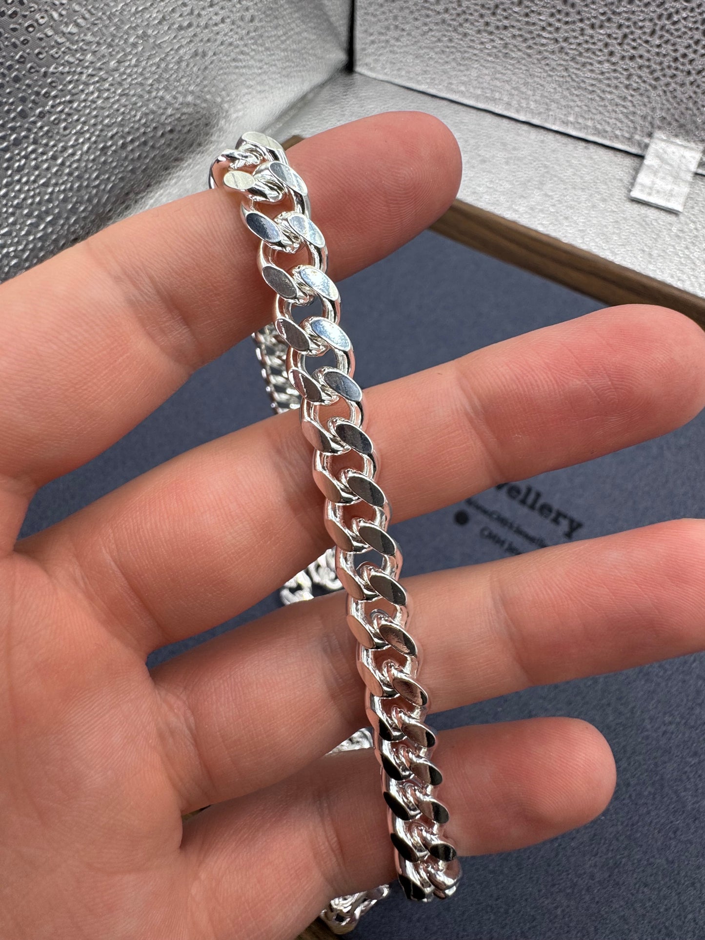 Sterling Silver Cuban Chain Necklace w/ Box Clasp 8mm
