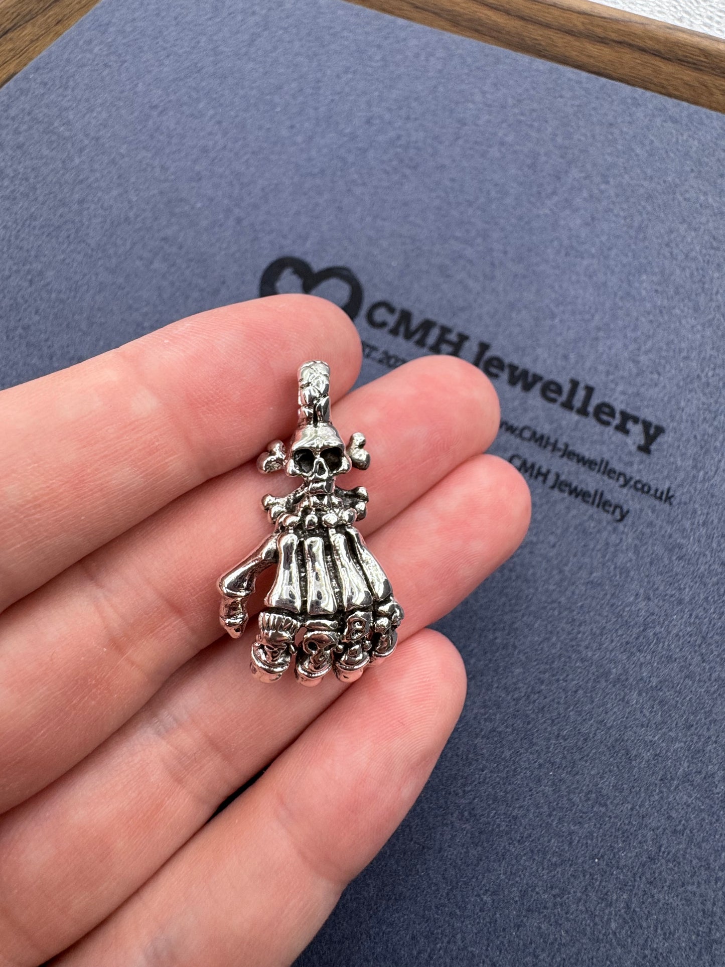Sterling Silver Skull Fist Pendant