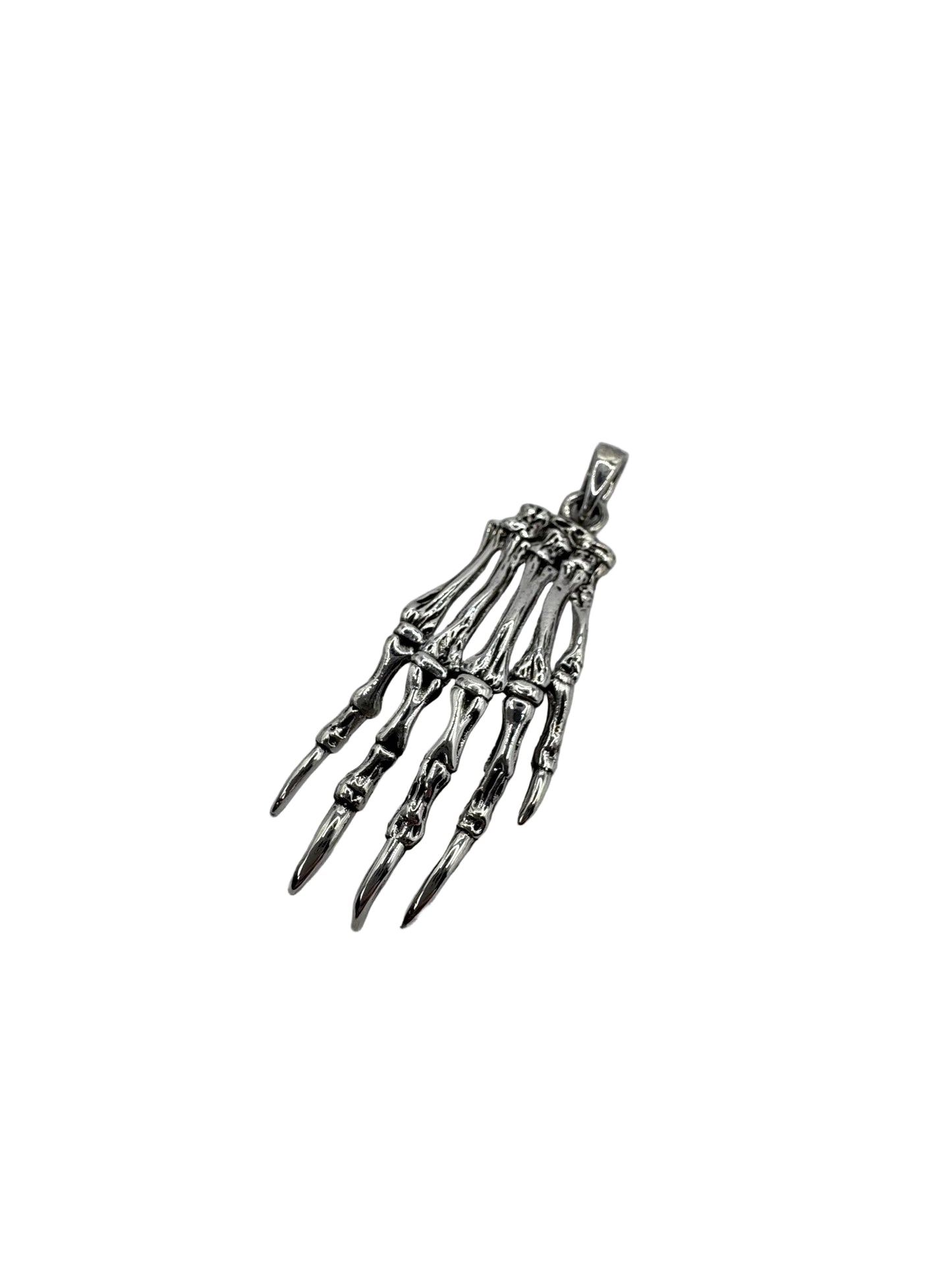 Sterling Silver Large Skeleton Hand Pendant