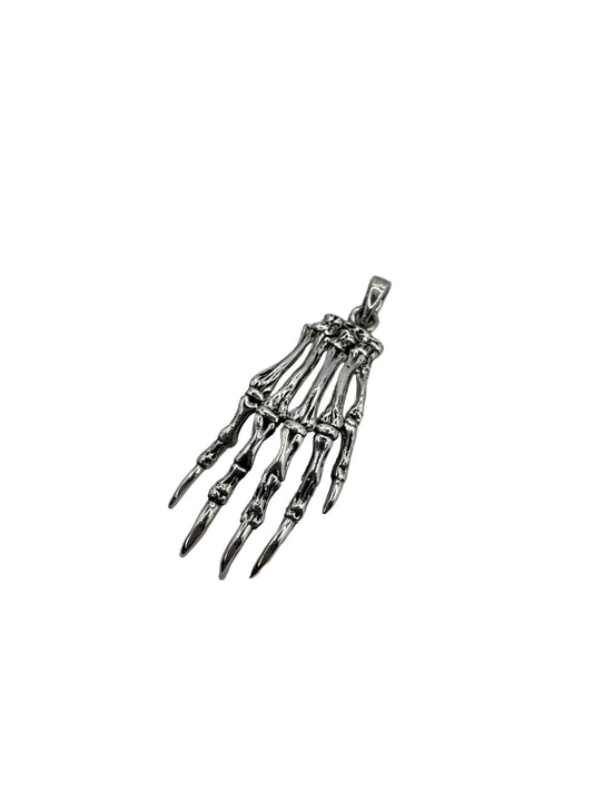 Sterling Silver Large Skeleton Hand Pendant