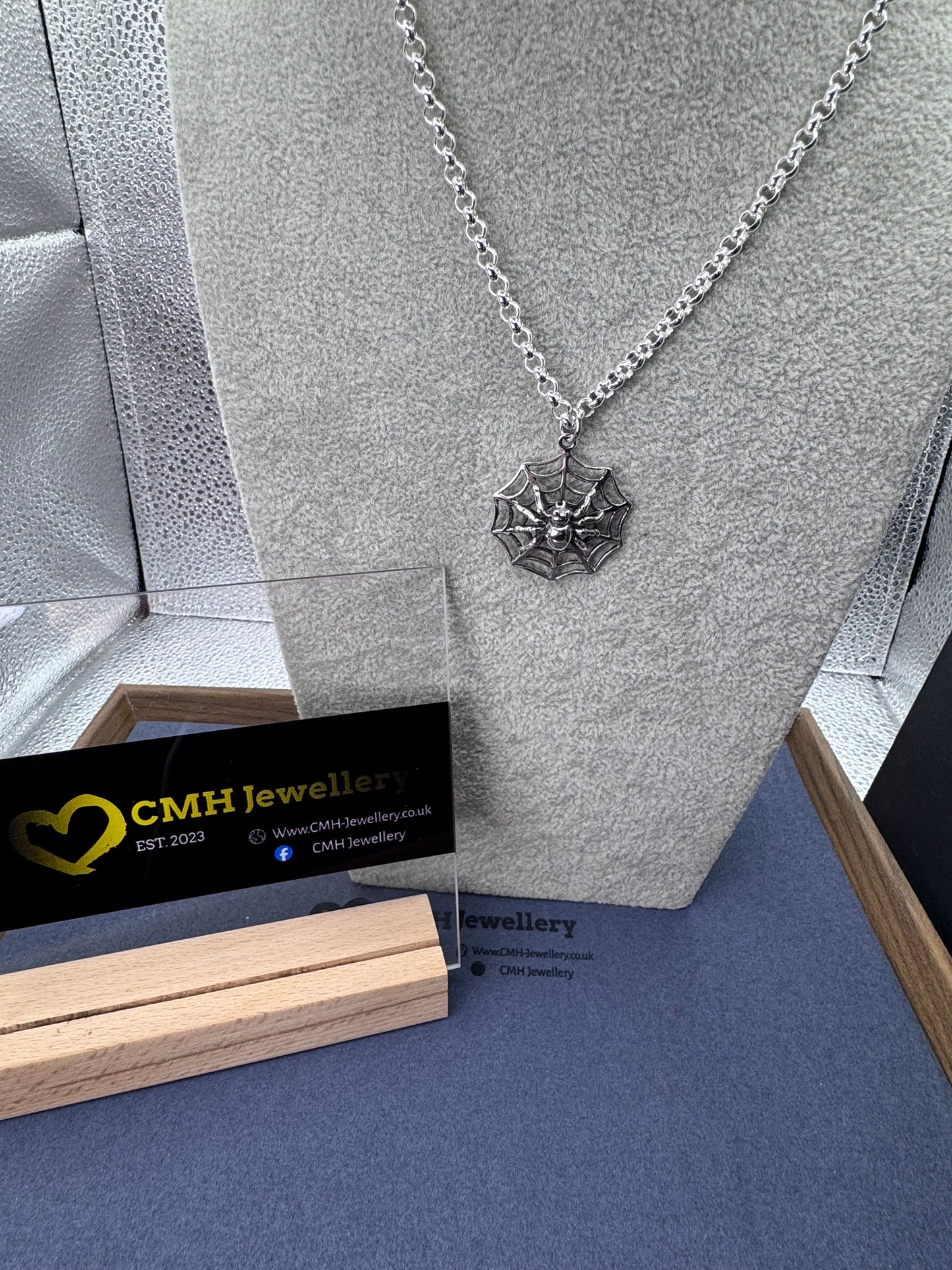 Sterling Silver Spiderweb Pendant