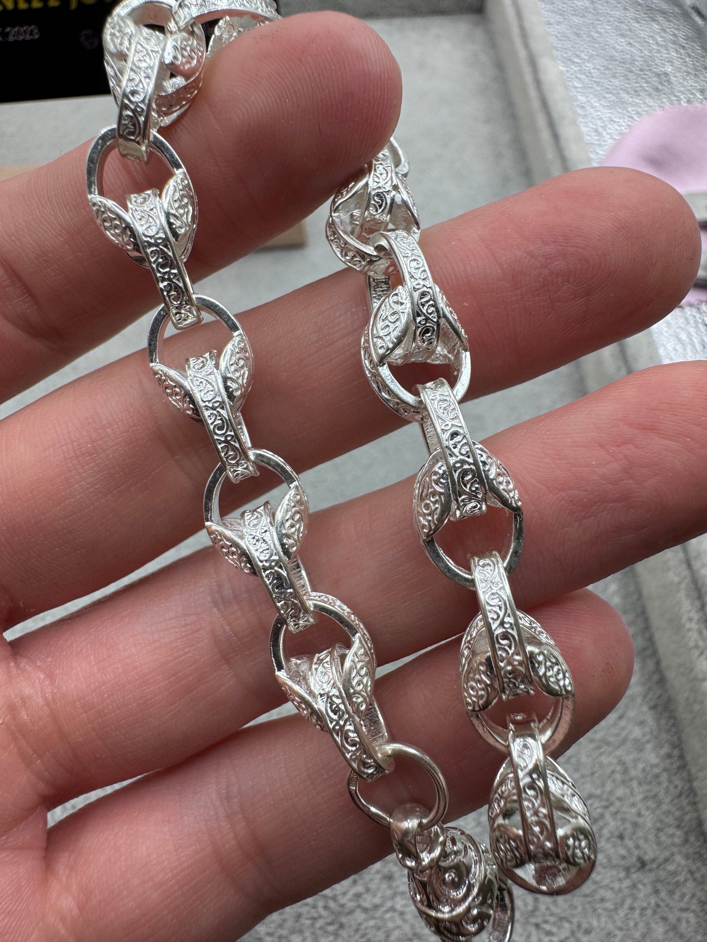 Sterling Silver Patterned Tulip bracelet 8.75mm