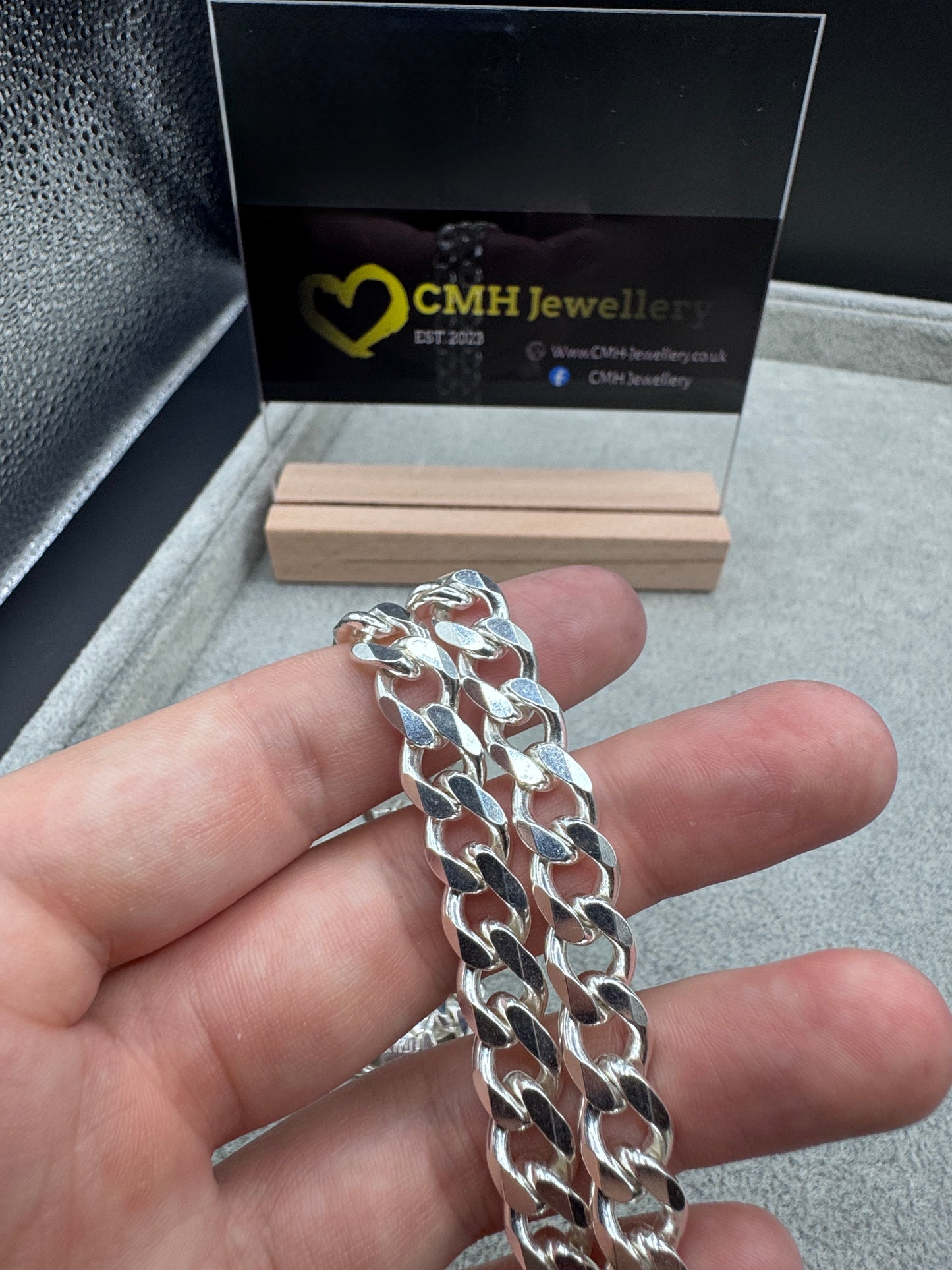 Sterling Silver Heavy Curb Chain Necklace 9mm