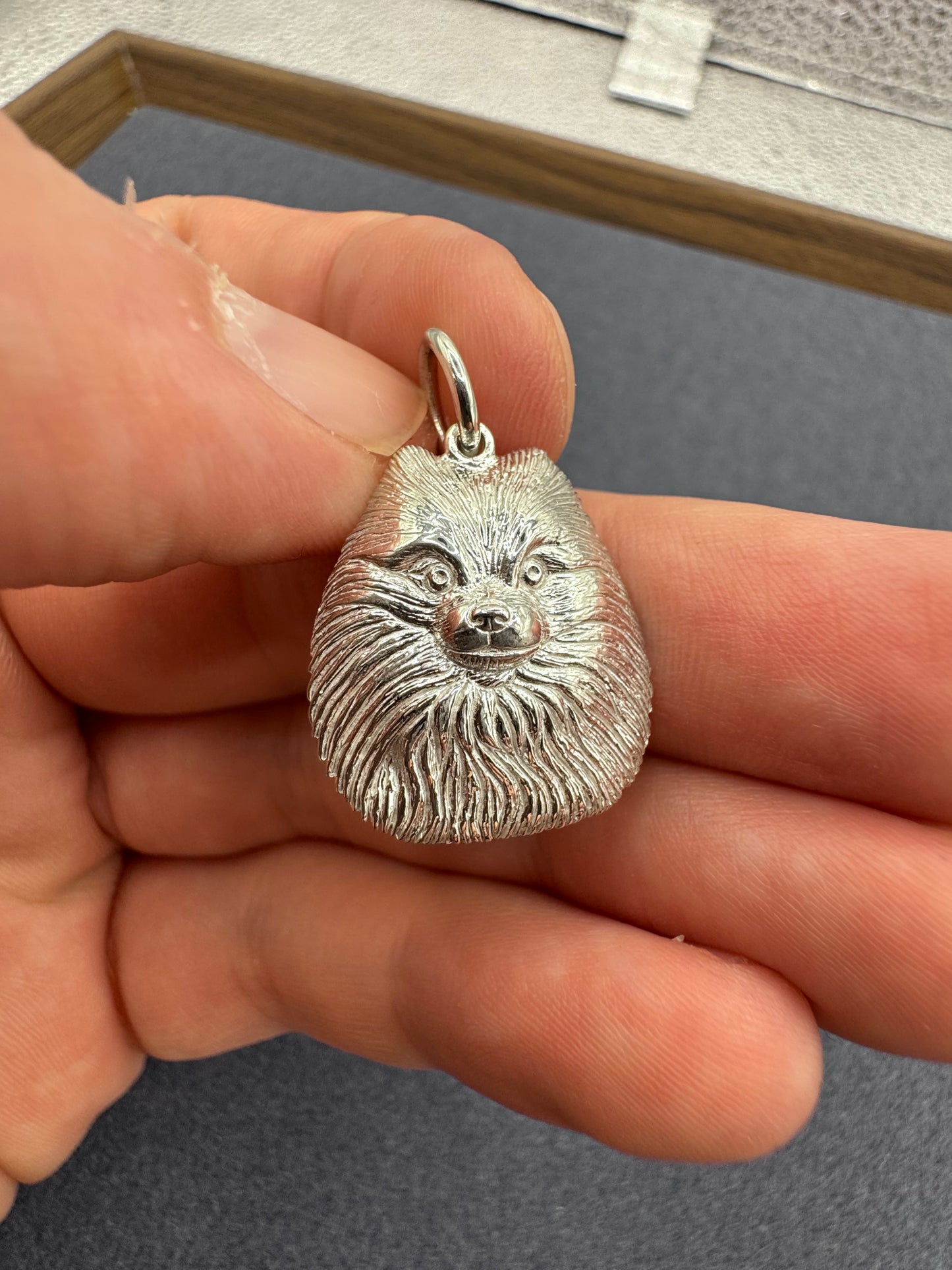 Sterling Silver Pomeranian Husky Pendant 24.5mm