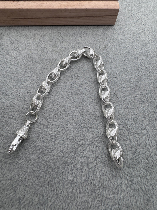 Sterling Silver Patterned Tulip bracelet 8.75mm