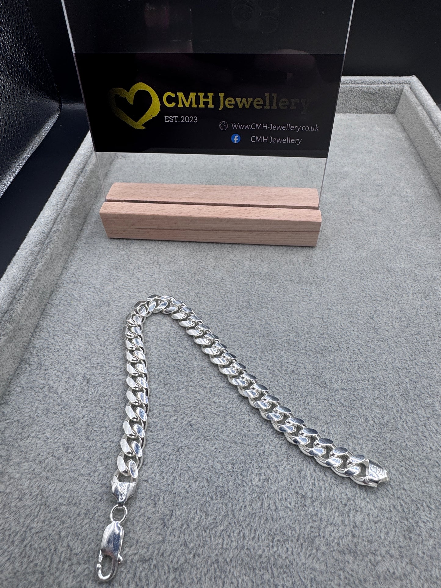 Sterling Silver Cuban Bracelet 9.5mm