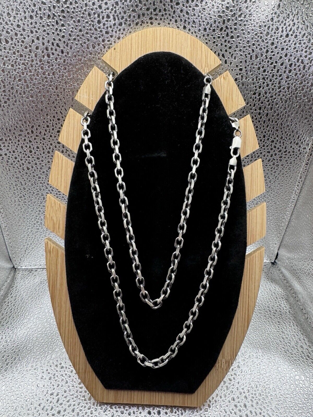 Sterling Silver Oxidised Anchor Chain Necklace 6.5mm