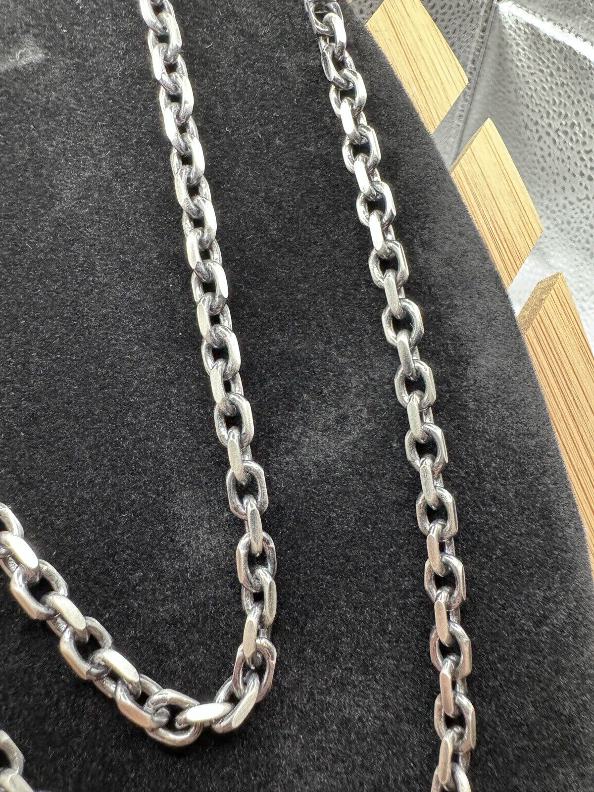 Sterling Silver Oxidised Anchor Chain Necklace 6.5mm