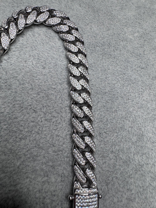 Sterling Silver CZ Twisted Cuban Bracelet